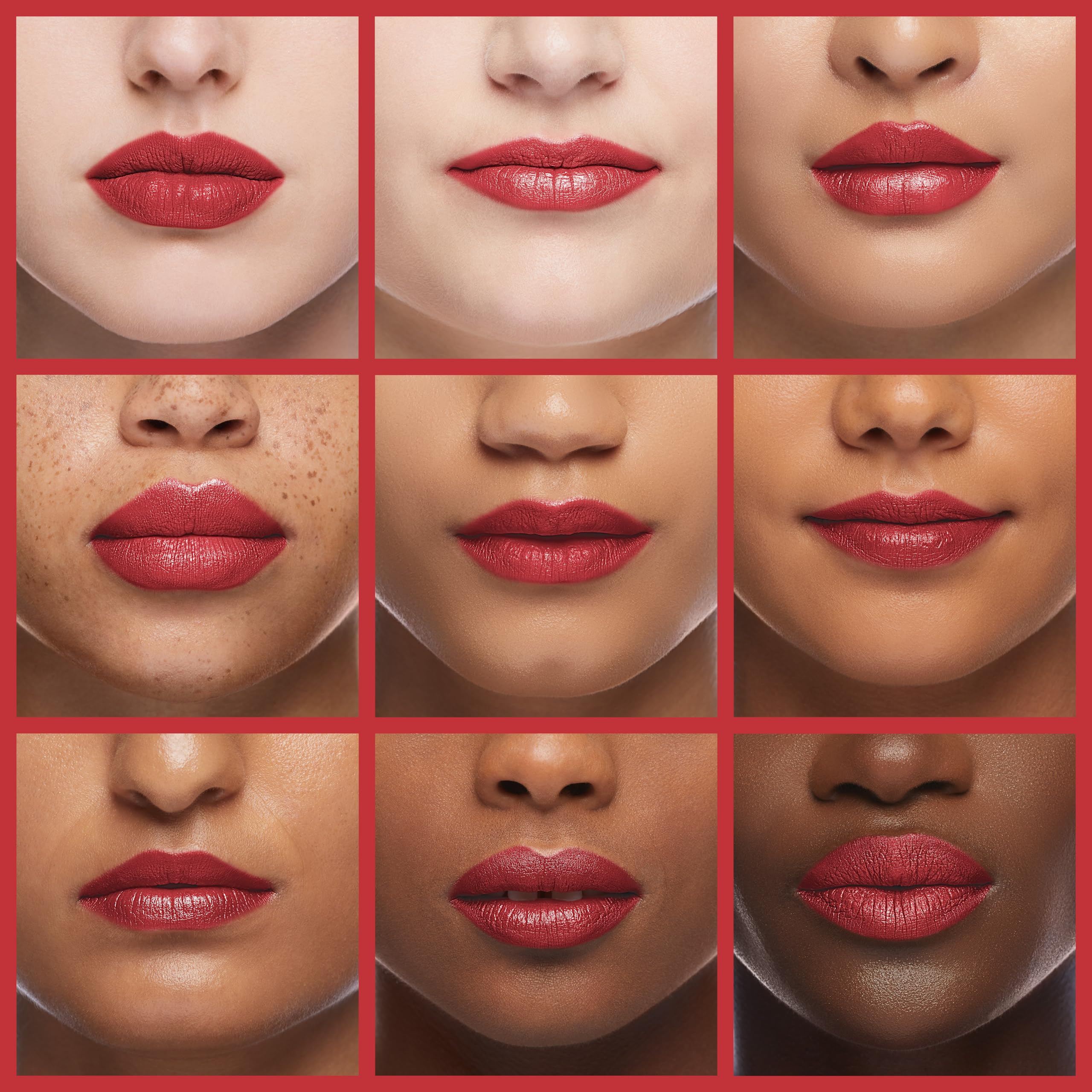 Revlon tint applied on model lips showing buildable crimson color