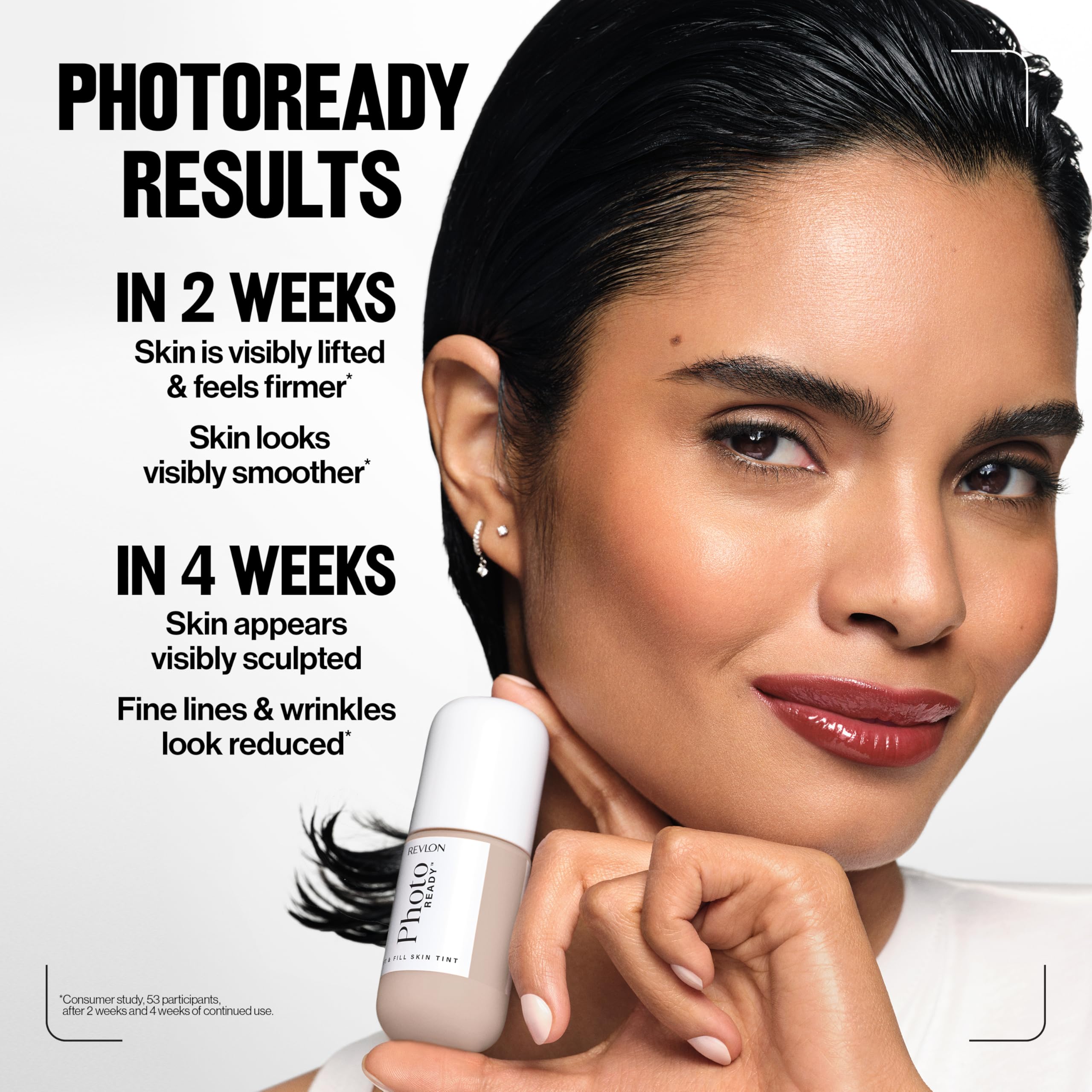 Revlon before and after cheek showing visible smoothing benefit
