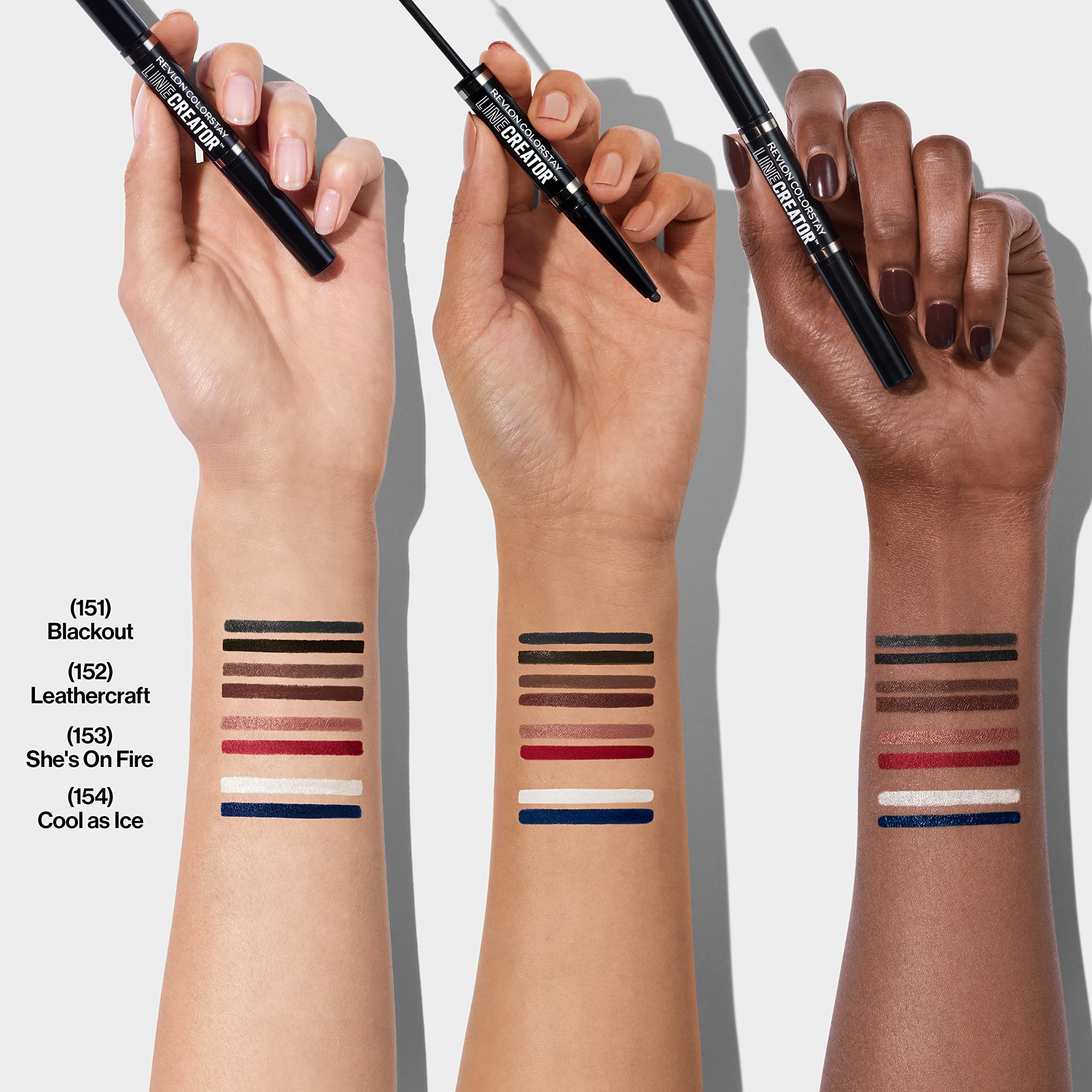 REVLON line creator next to a coin showing portable size