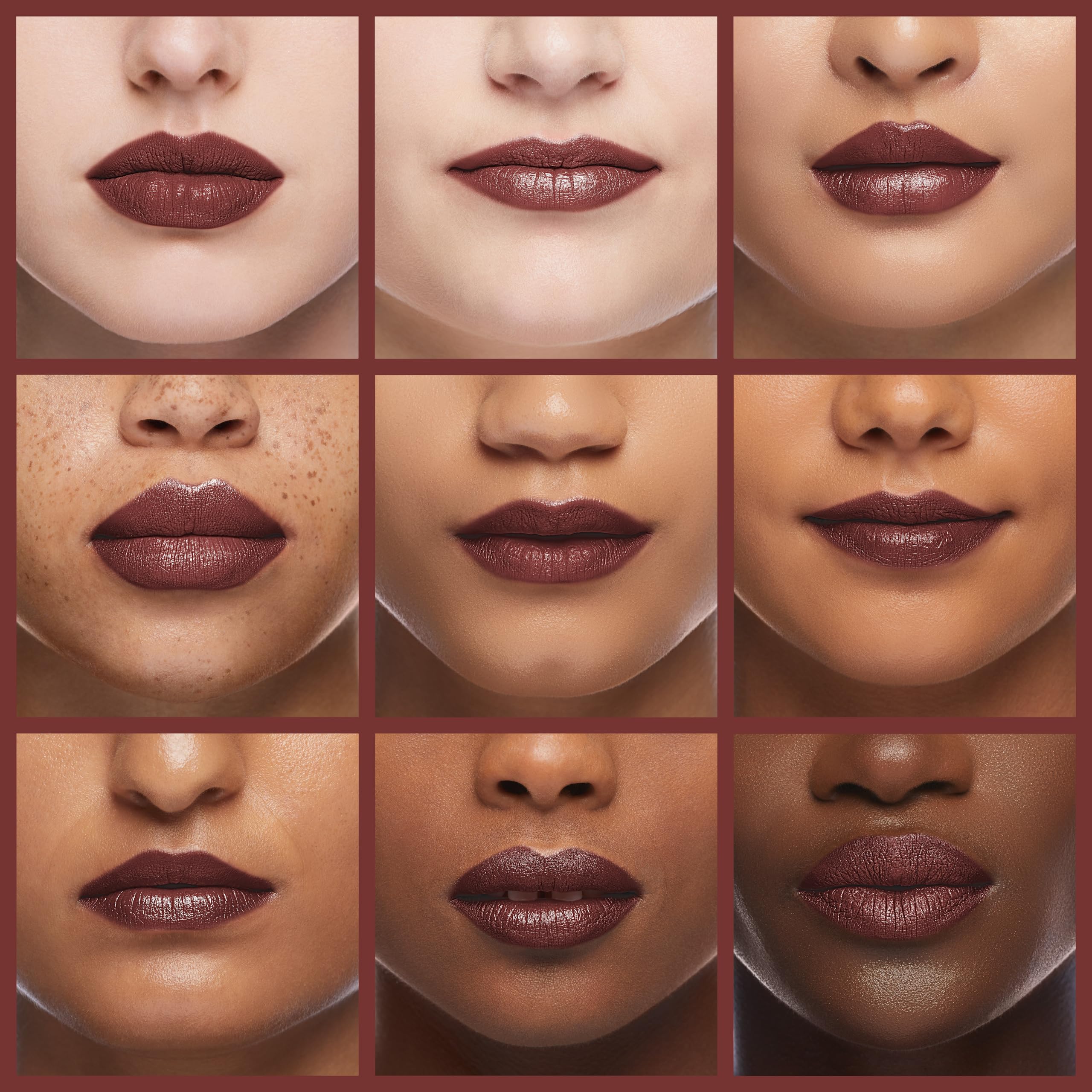 Revlon applied on model lips showing satin finish and longwear, flattering everyday look