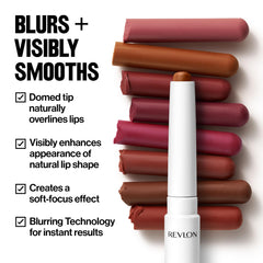 REVLON lip overline demo on model showing fuller-looking, blurred lip edge