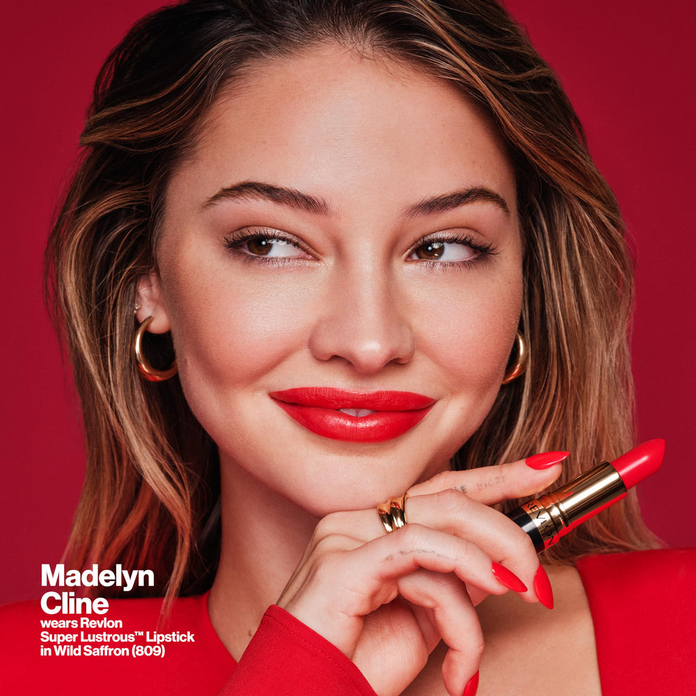 Revlon lipstick application on model showing even coverage and confidence-boosting benefit