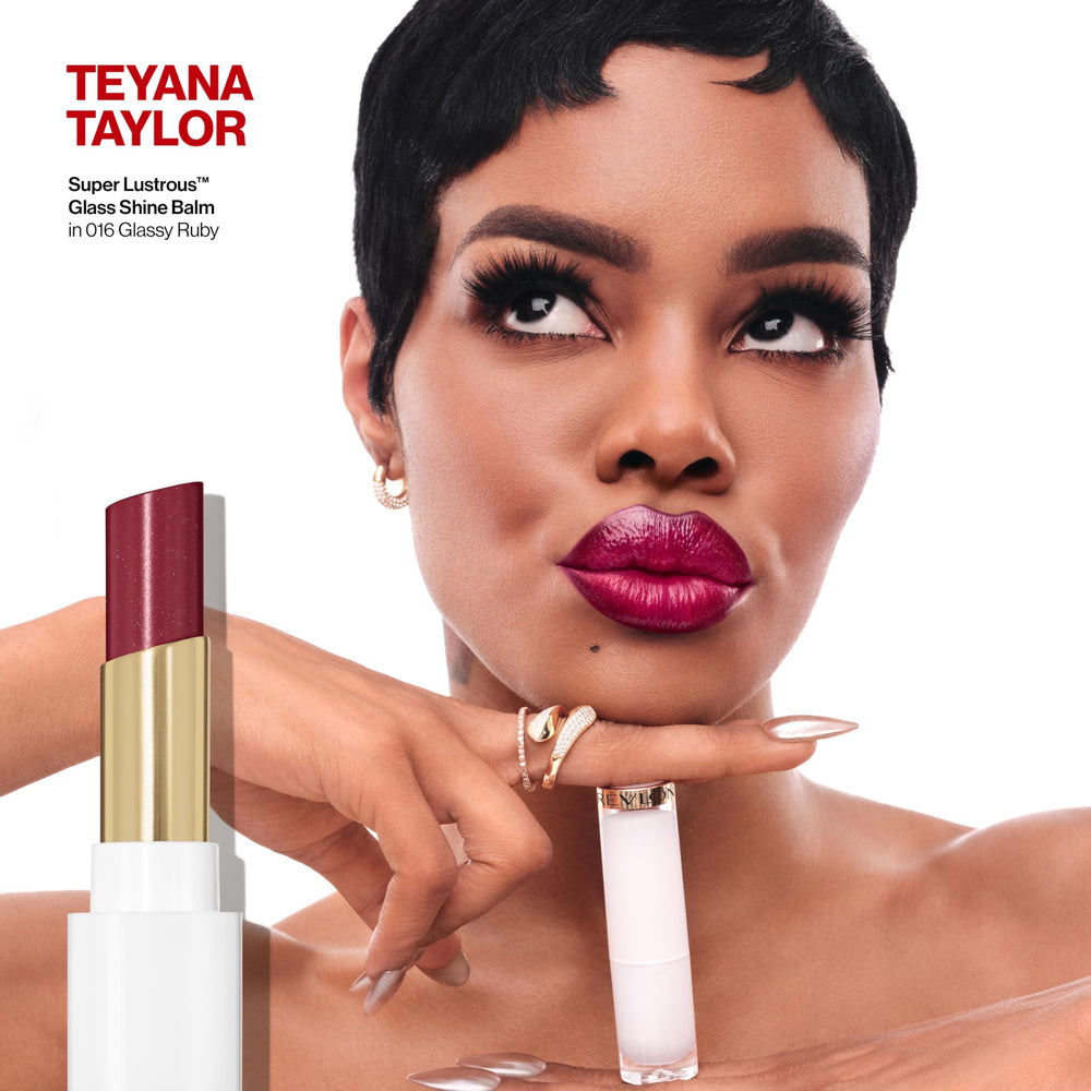 REVLON balm texture close-up showing glossy finish and hydrating, buttery feel
