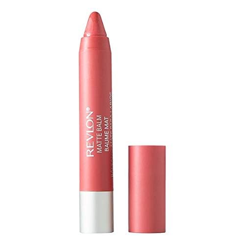 Revlon Matte Balm Enchanting held in hand showing compact size benefit
