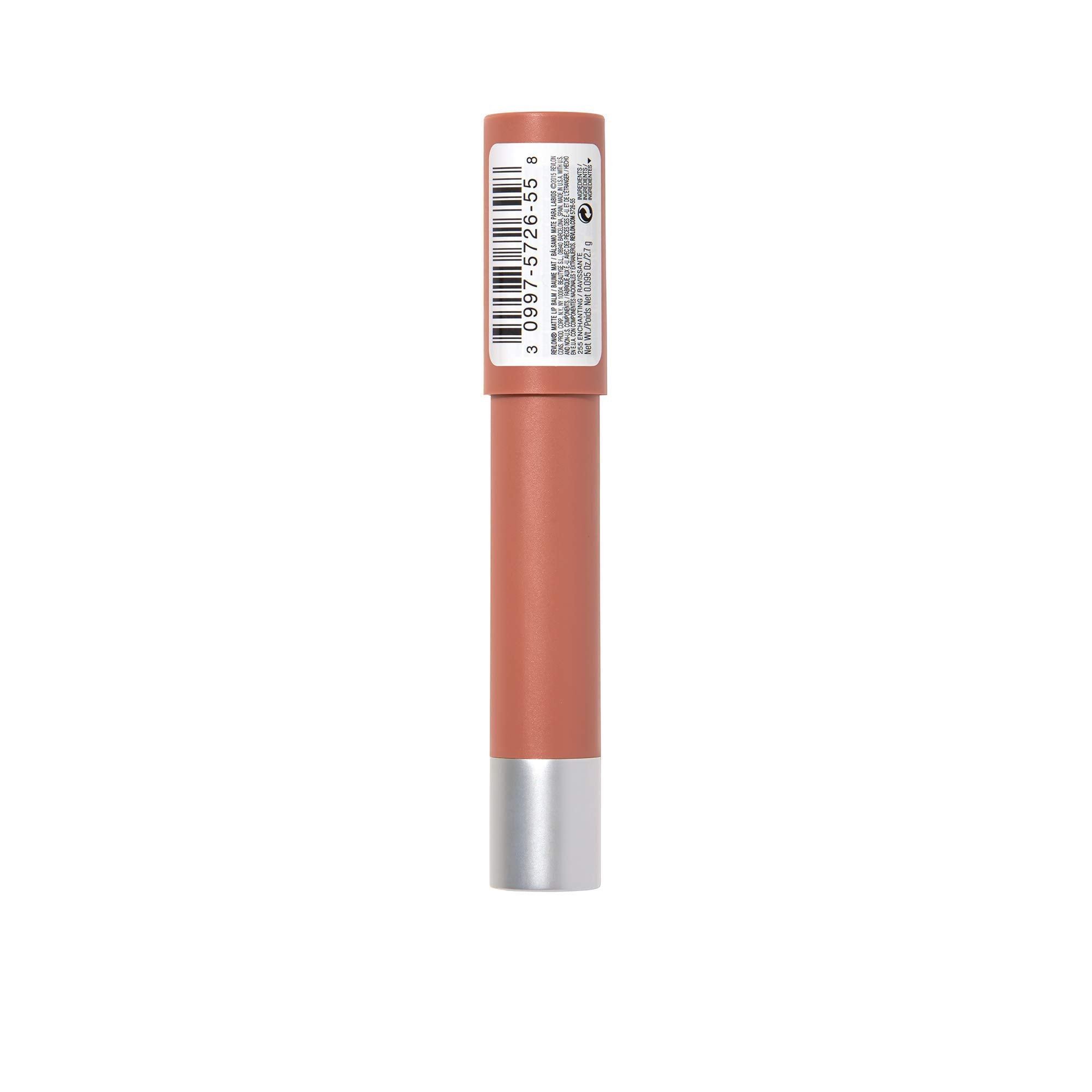 Revlon Matte Balm Enchanting packaging side label showing product information benefit
