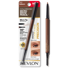Revlon pencil front view showing compact pencil and built-in spoolie for easy grooming