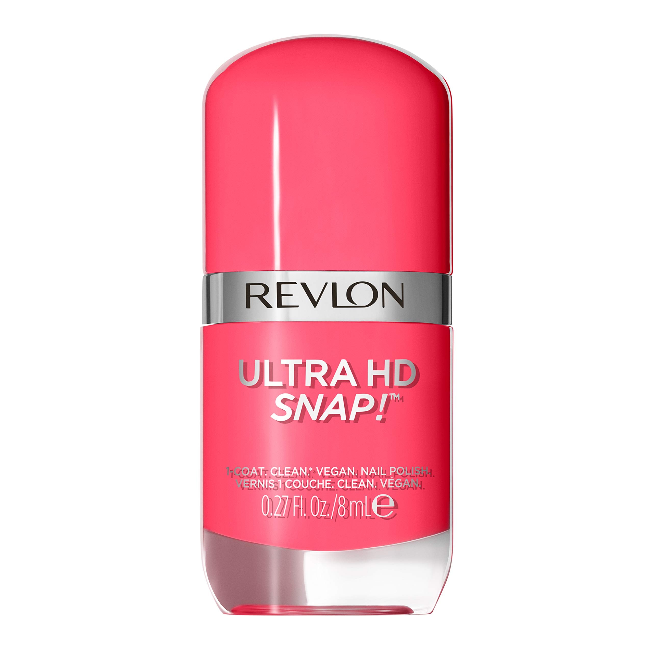 REVLON bottle front packaging showing shade No Drama and glossy finish