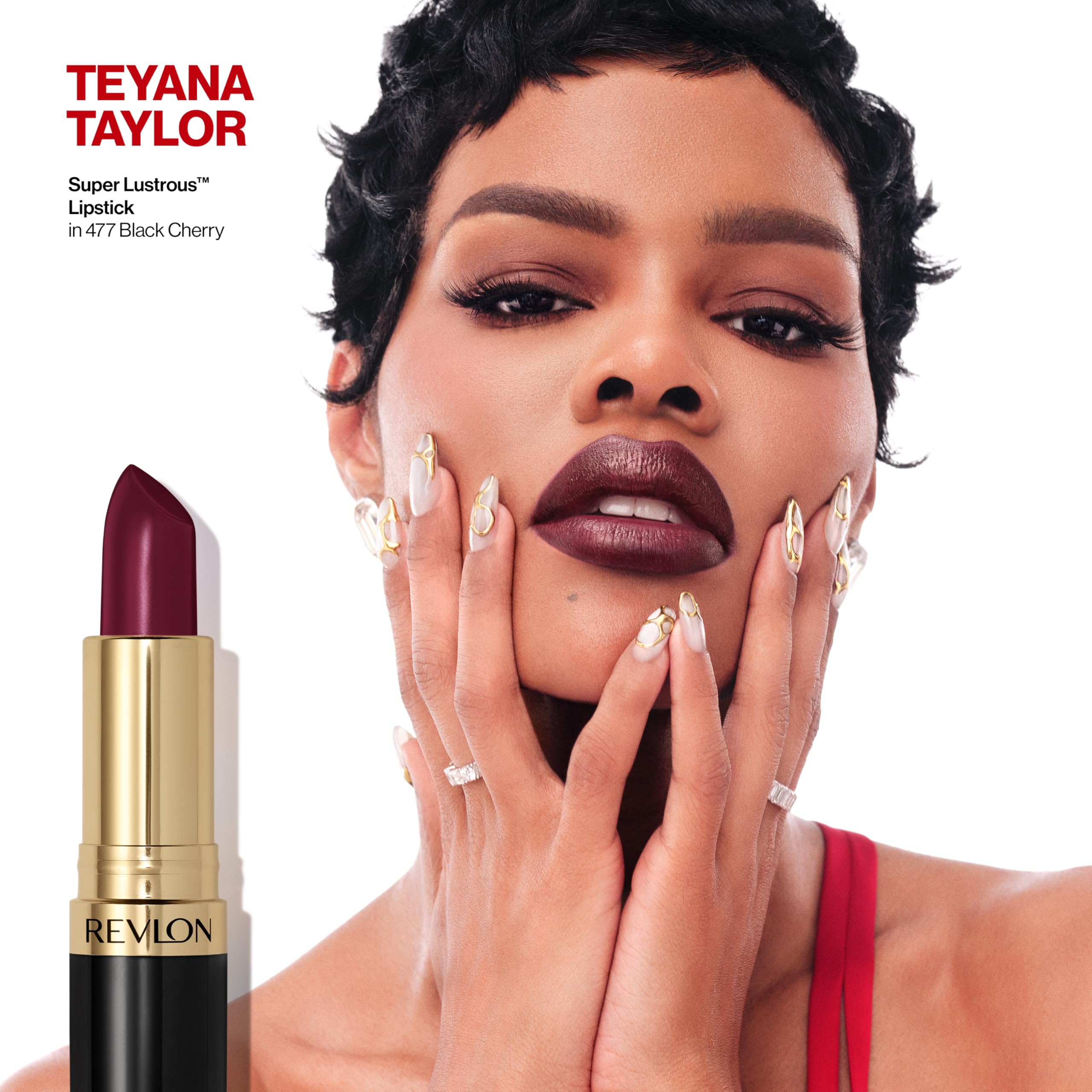 Revlon packaging label closeup highlighting shade name and product clarity benefit
