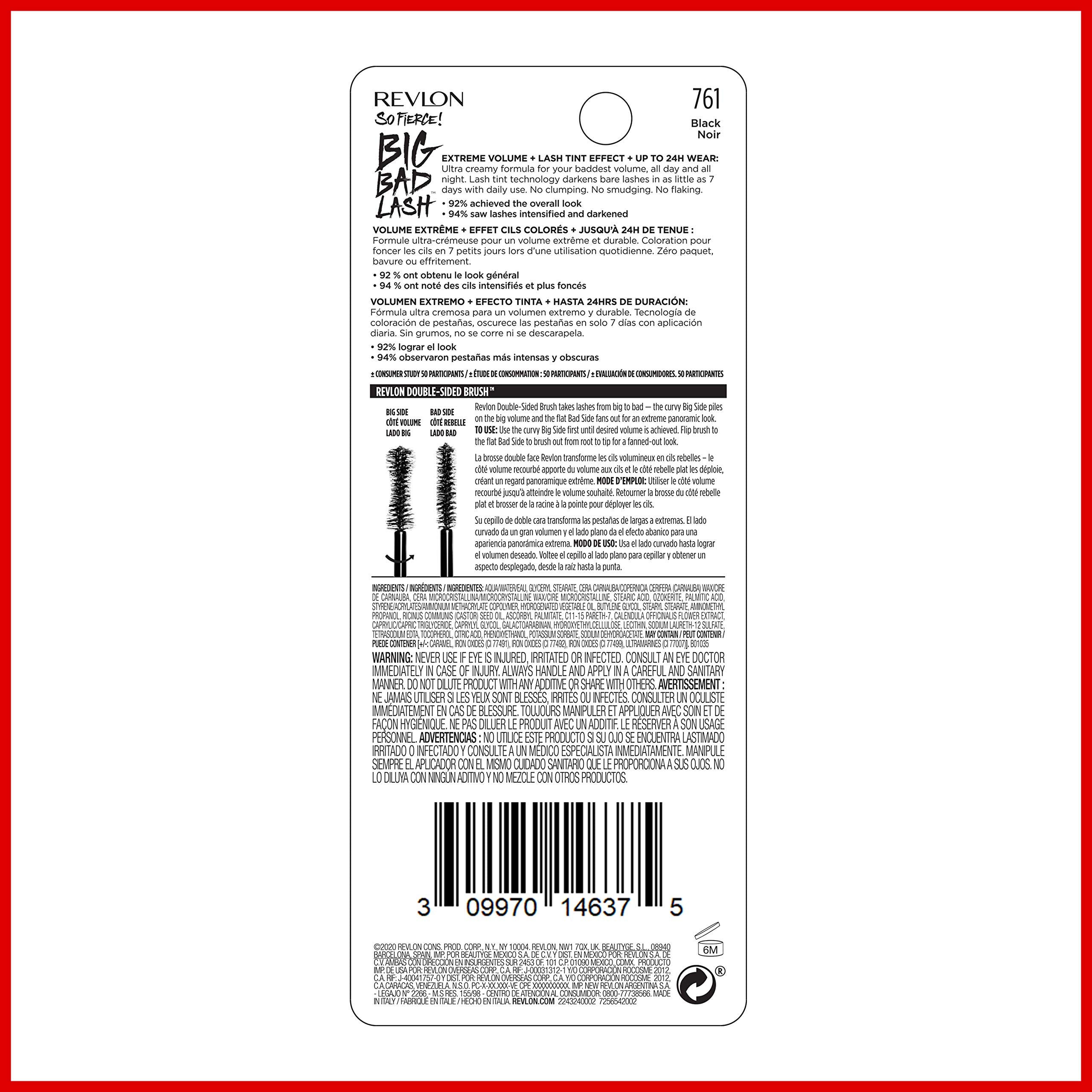 Revlon packaging label detail showing long-wear claims and product benefits