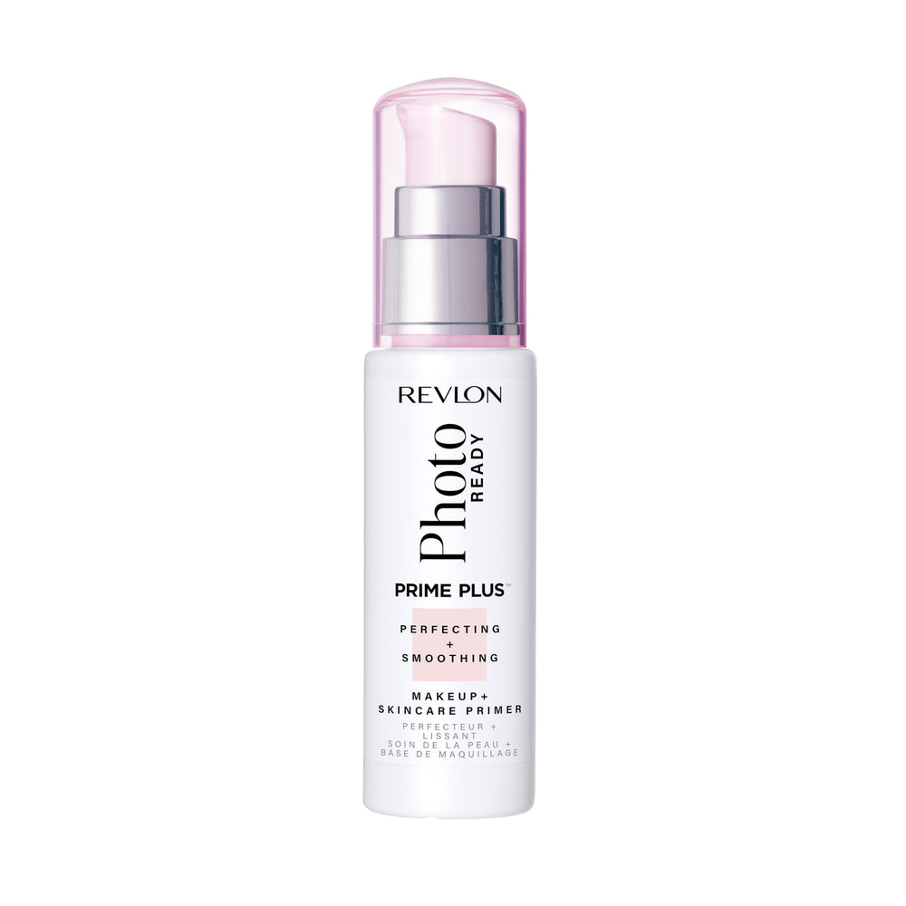 Revlon PhotoReady Prime Plus front packaging showing jar and label, perfect base benefit
