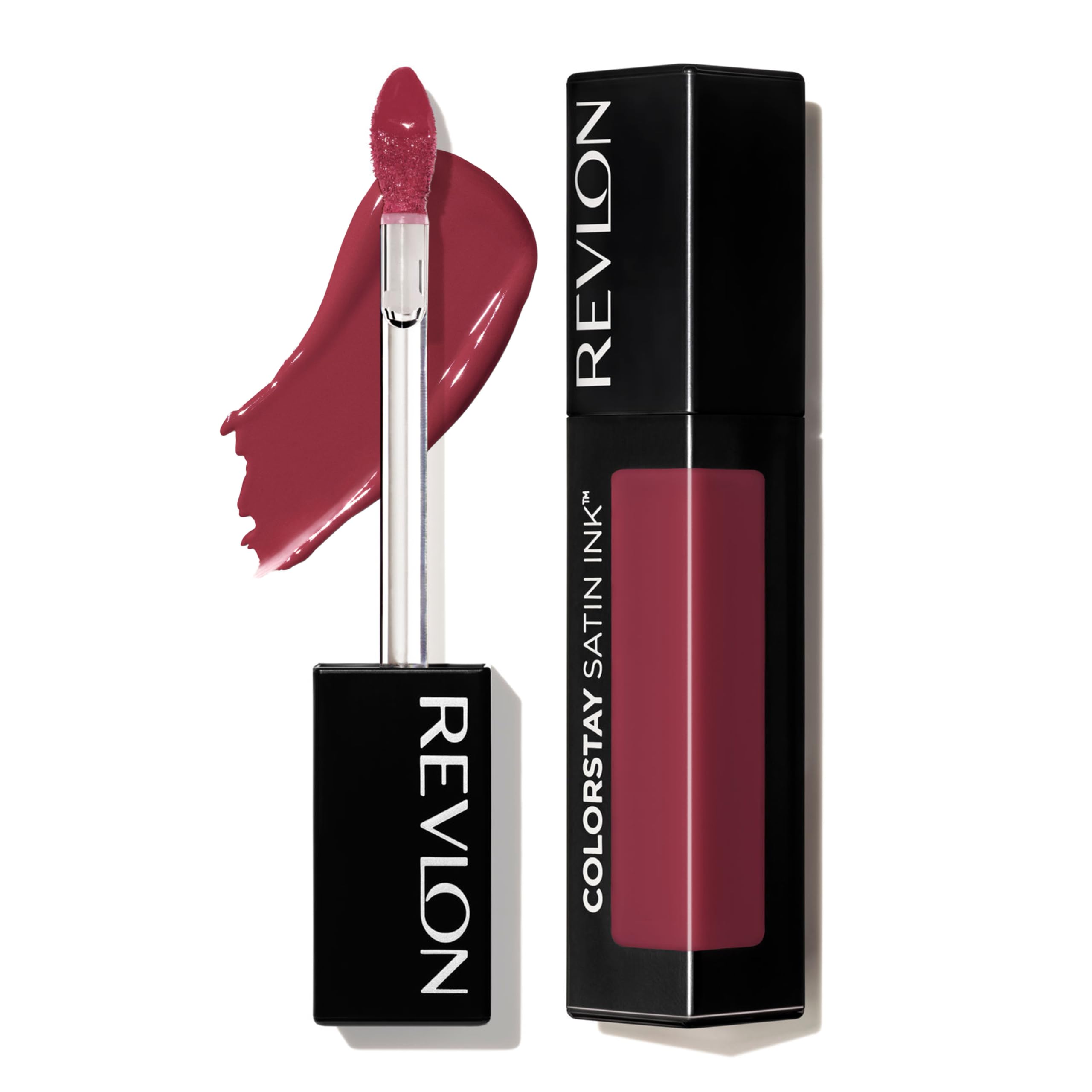 Revlon ColorStay Satin Ink front packaging showing product and shade benefits