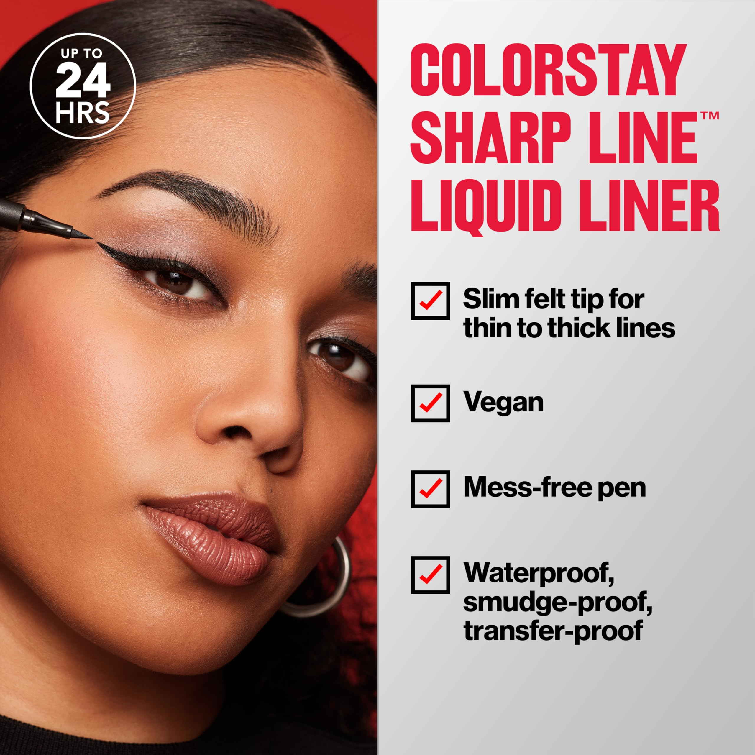 REVLON winged eyeliner demo showing clean sharp edge