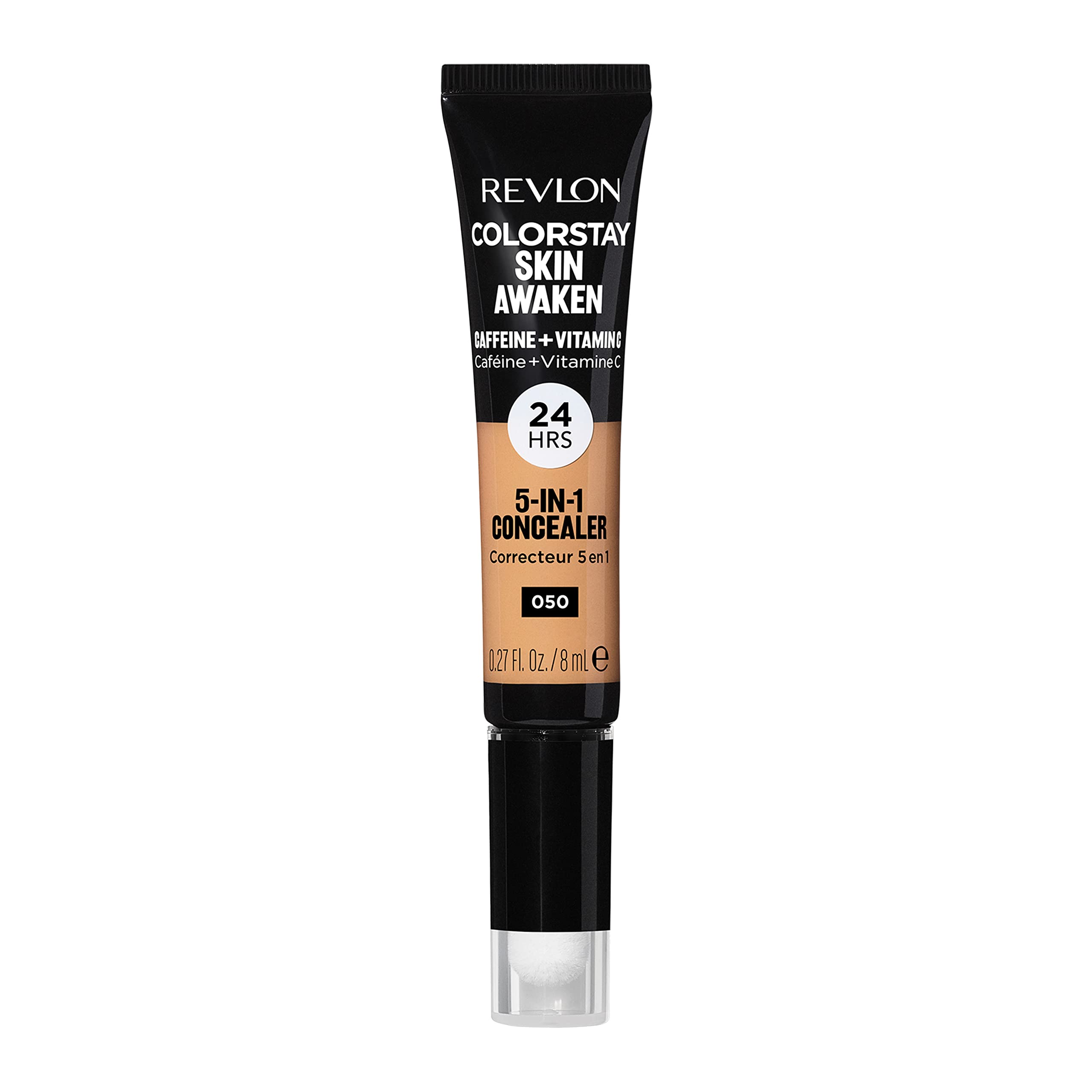 Revlon concealer front packaging showing shade 050 and benefits