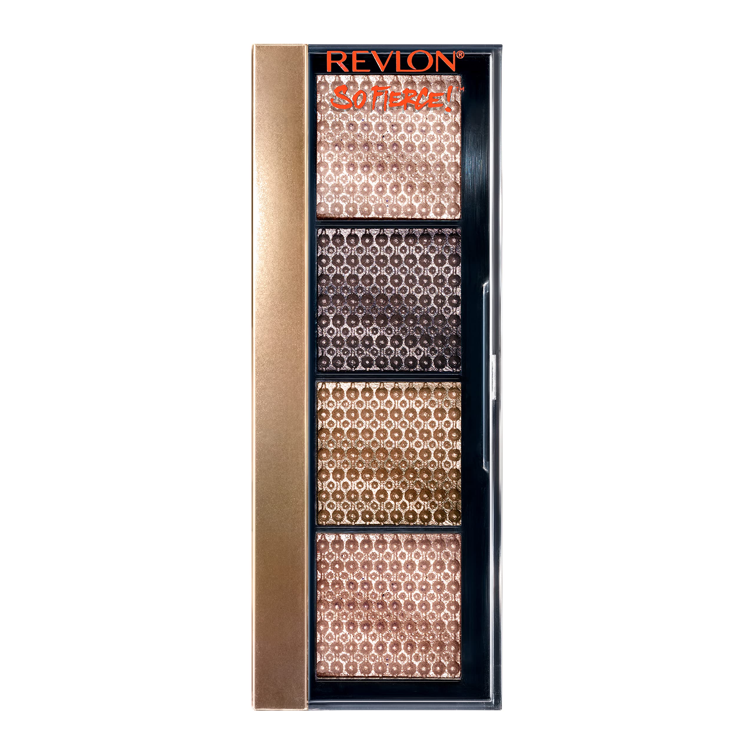 Revlon So Fierce palette front view showing six shades and compact benefit
