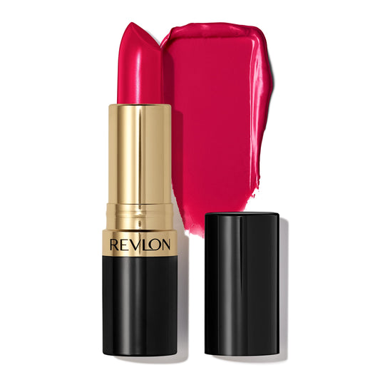 Revlon lipstick front packaging showing Cherry Blossom shade and clear branding benefits