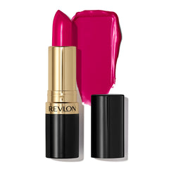 Revlon Super Lustrous front view showing sleek tube and shade name, durable design benefit