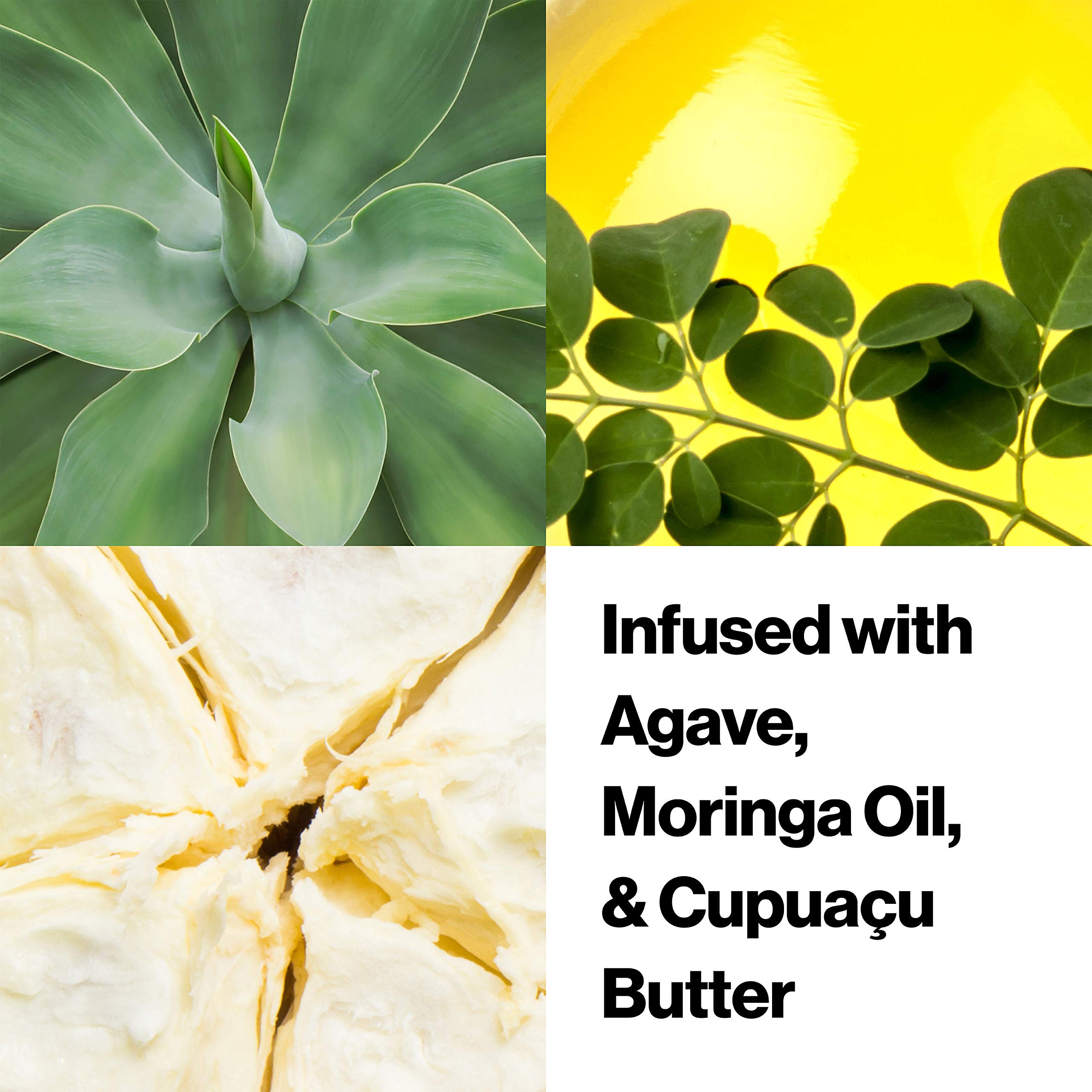 Revlon Super Lustrous with agave and moringa props highlighting nourishing ingredients