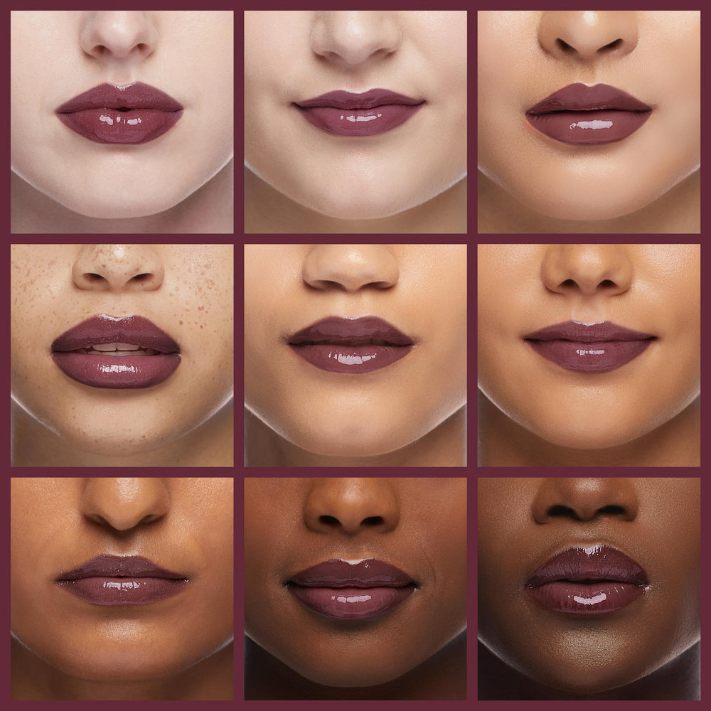 Revlon lip swatch on hand demonstrating Black Cherry color and buildable coverage