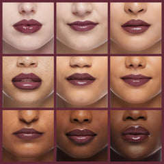 Revlon lip swatch on hand demonstrating Black Cherry color and buildable coverage