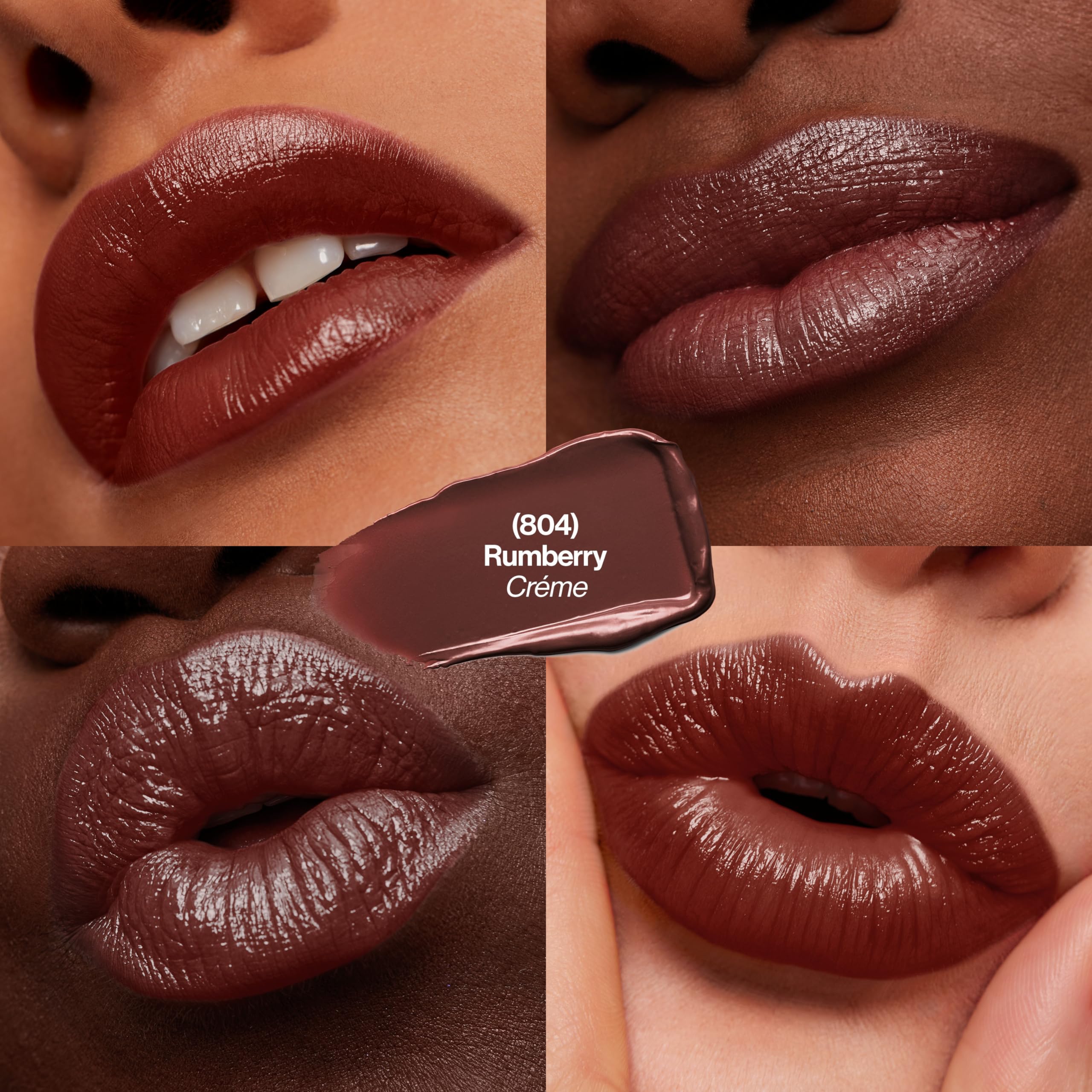 Revlon open lipstick bullet of 804 Rumberry close-up highlighting smooth application