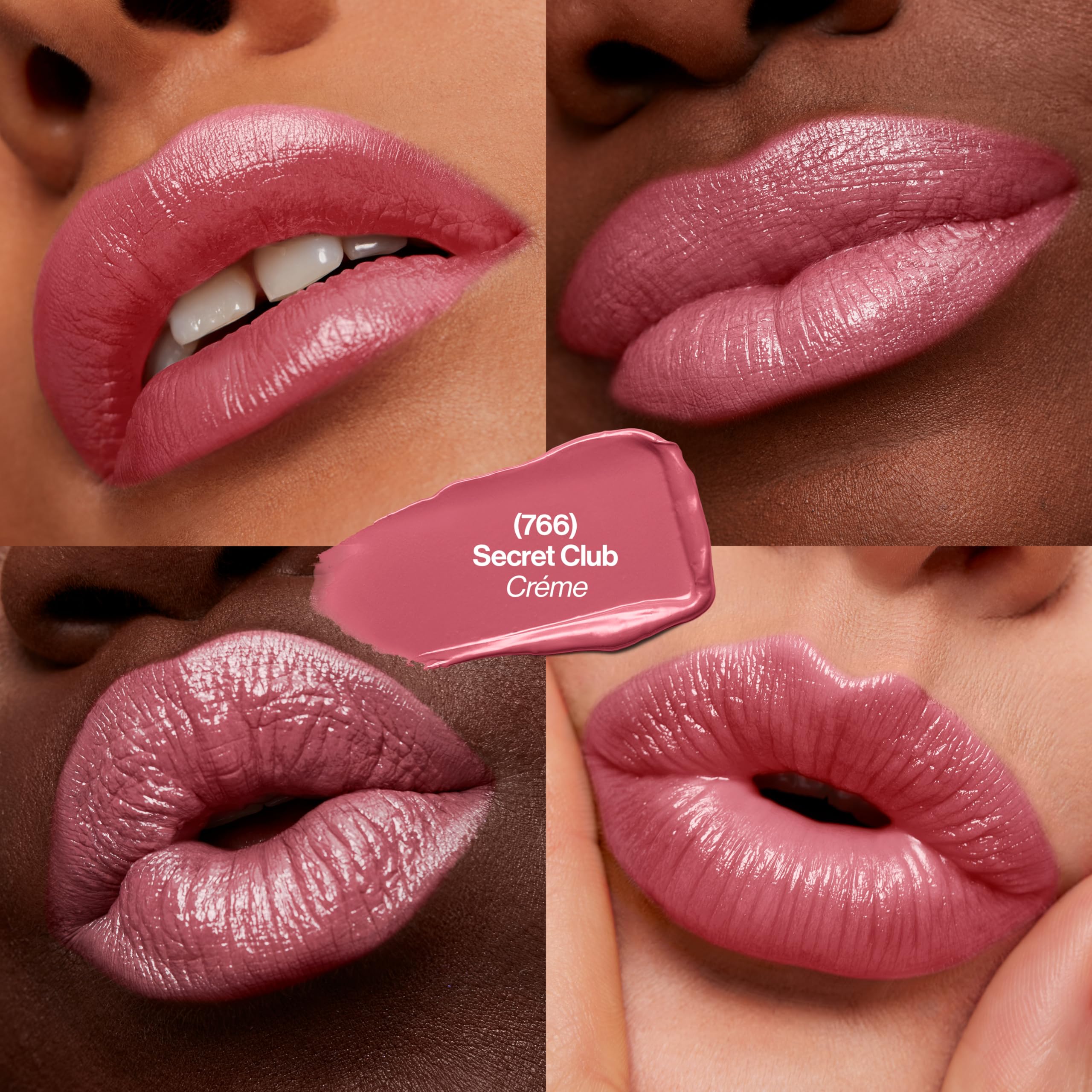 Revlon open lipstick bullet tilt showing creamy tip and smooth application