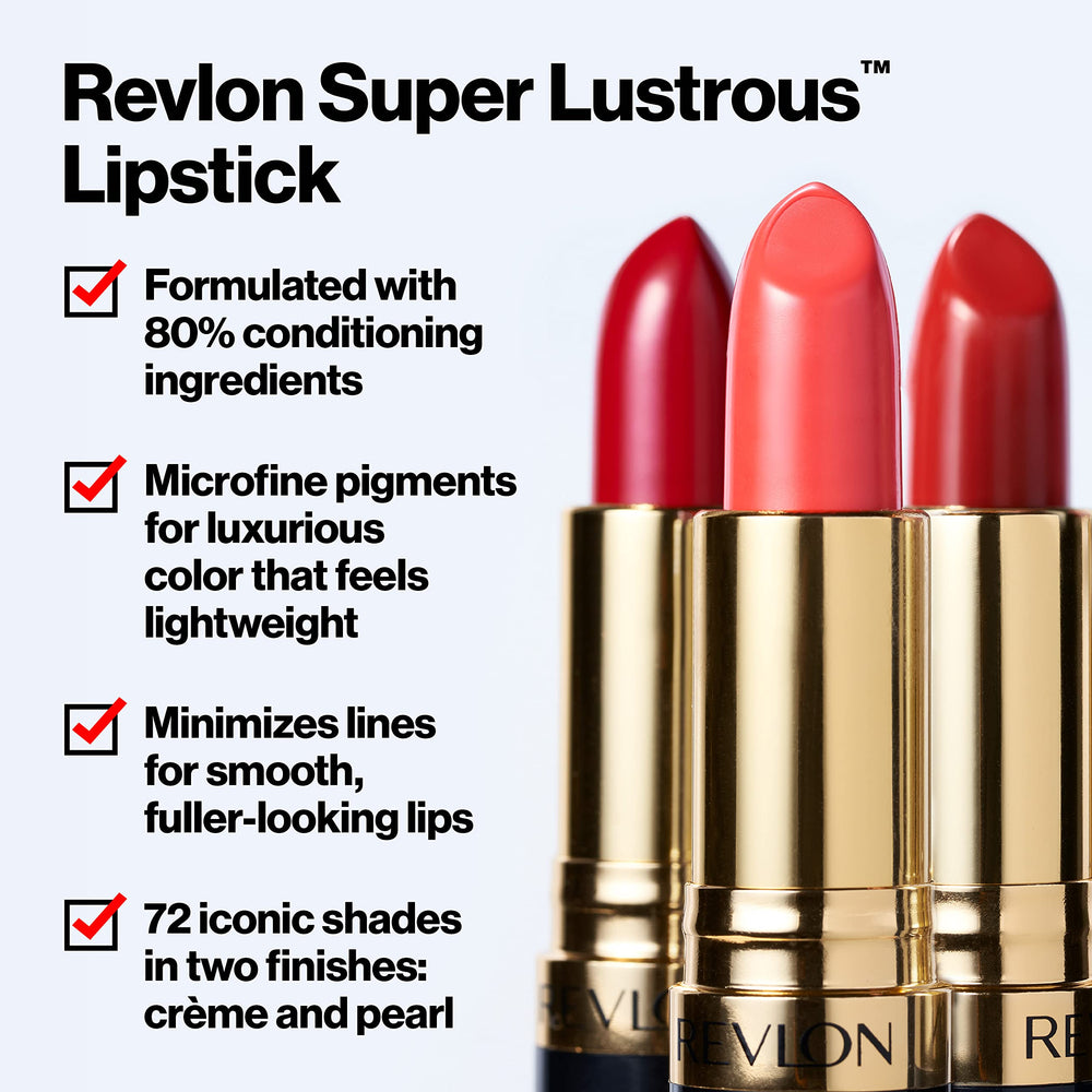 Revlon lipstick open with exposed bullet indicating smooth application and creamy finish