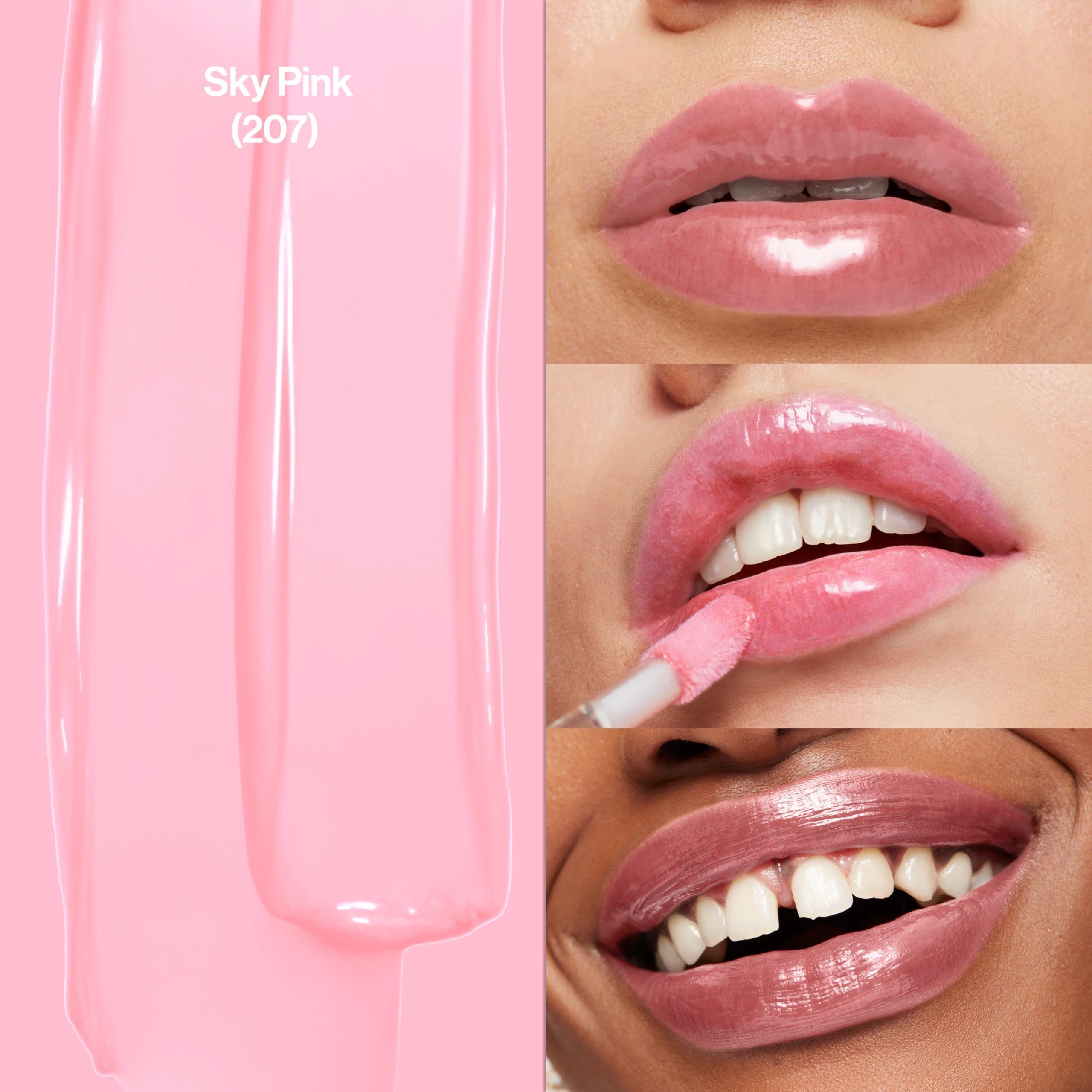revlon oversized wand applicator delivering even gloss coverage