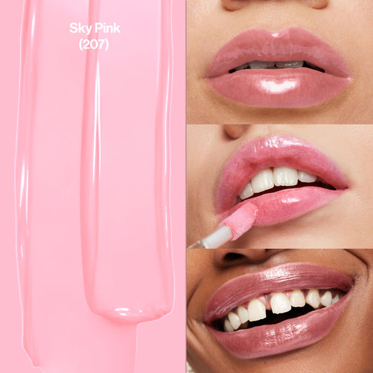 revlon oversized wand applicator delivering even gloss coverage