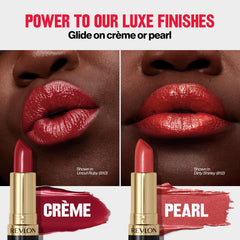 REVLON group of Super Lustrous shades displayed to show finish and shade variety benefit