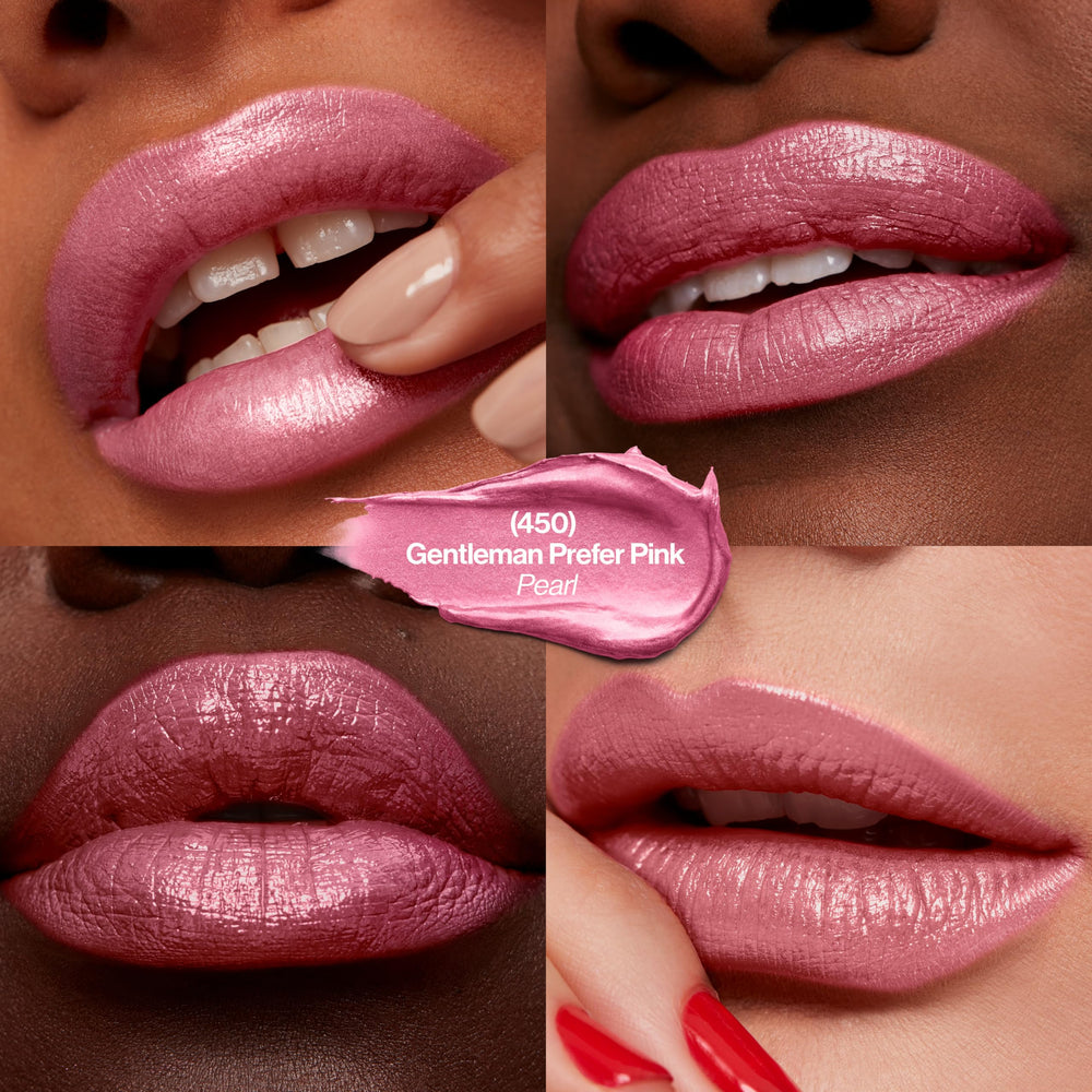 REVLON lipstick swatch on arm showing true pink pigment and smooth payoff