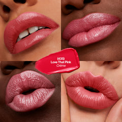 Revlon lipstick applied to lips demonstrating creamy pigmentation and smooth wear