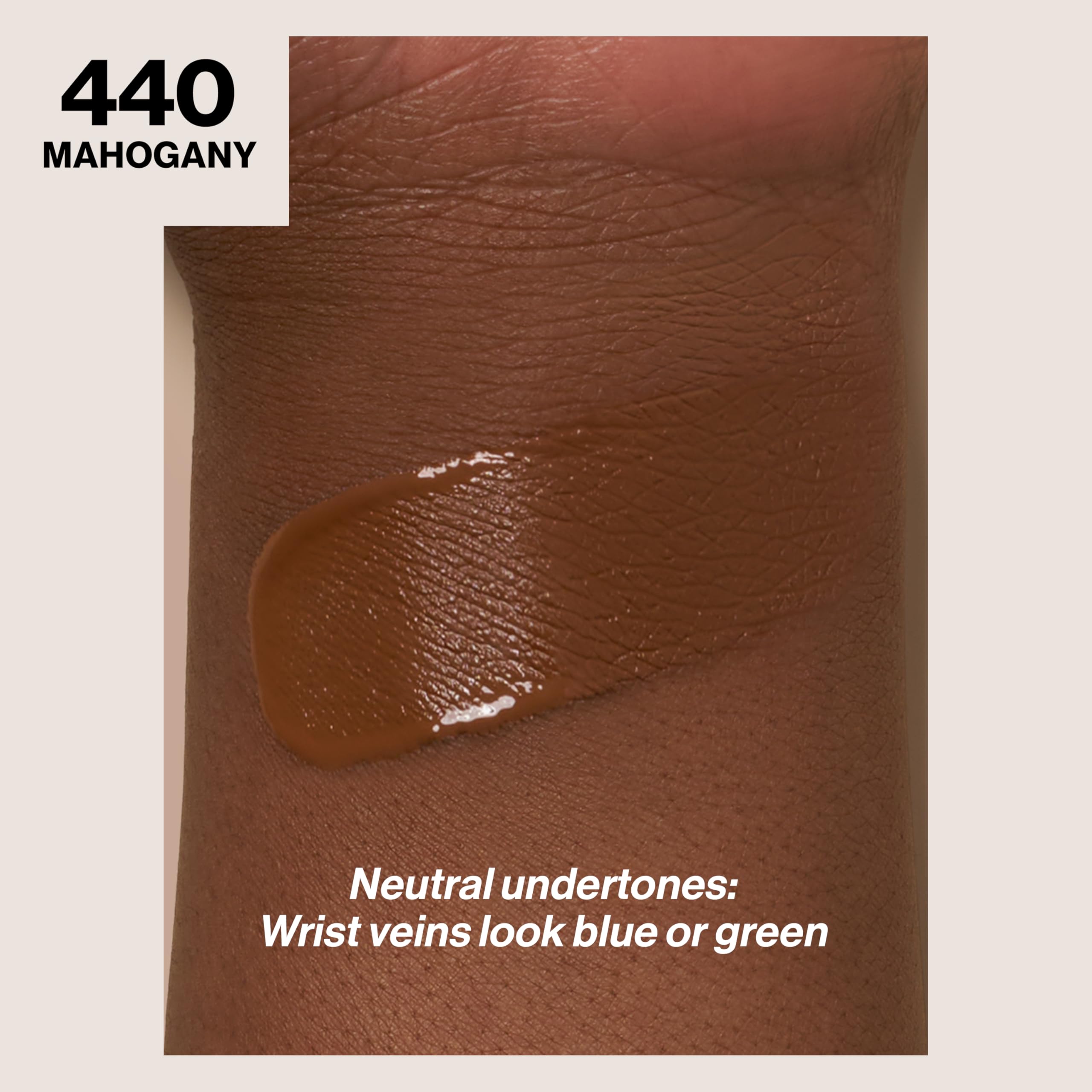 Revlon foundation texture close-up highlighting smooth matte formula and oil-control benefit
