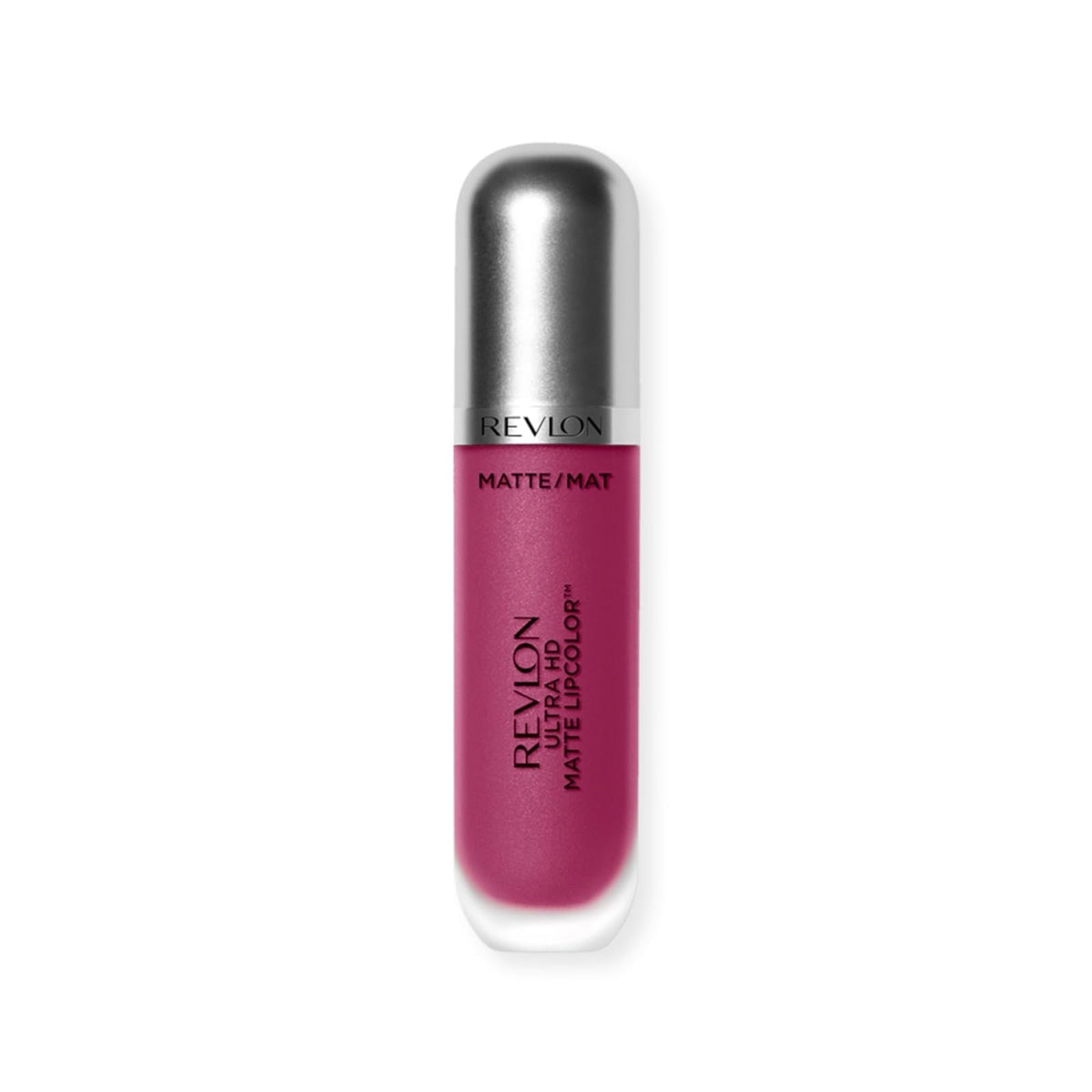 Revlon tube front view showing Addiction pink and compact size benefit