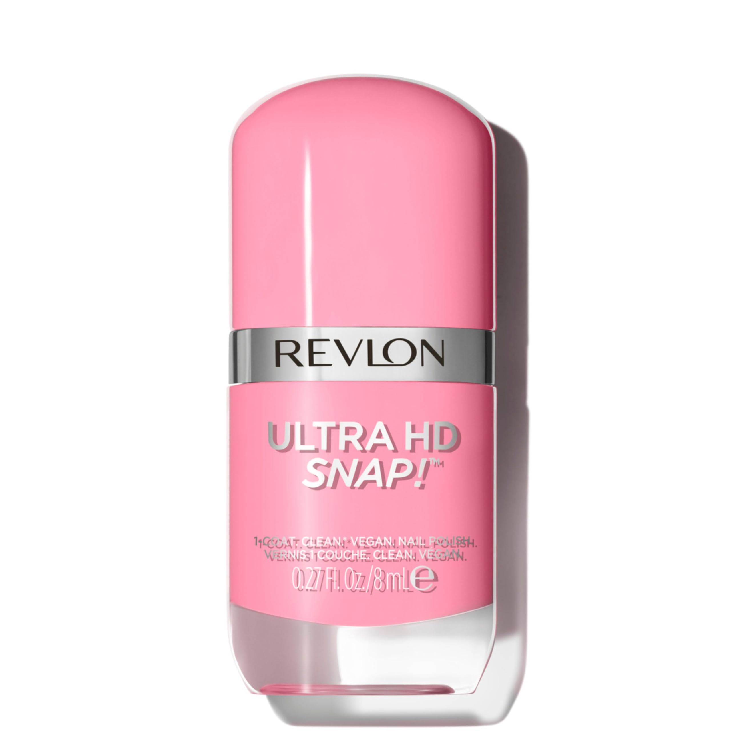 REVLON bottle front view showing the glossy 008 Damsel in a Dress shade and quick color