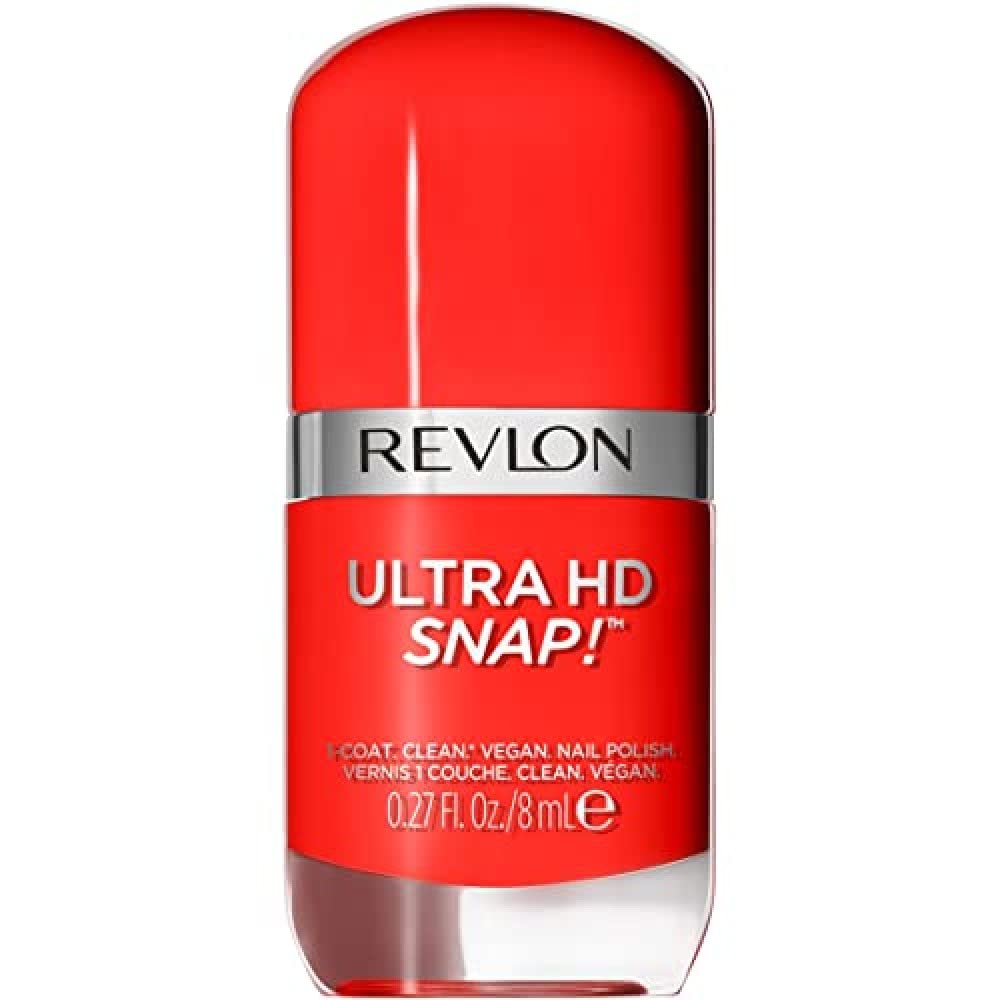 REVLON bottle front packaging shows vibrant She's on Fire shade and gloss benefit