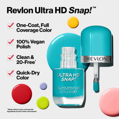 REVLON open bottle with flat brush highlighting easy smooth application benefit