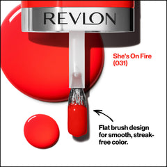 REVLON swatch on skin closeup showing true color payoff and bold coverage
