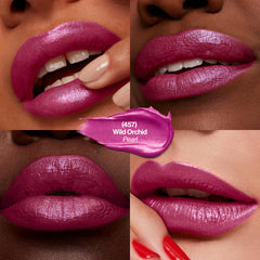 Revlon Wild Orchid swatch on arm showing rich color payoff and true-to-tube benefit