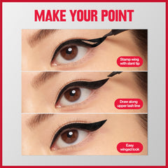 Model wearing Revlon winged liner to show defined eyes and long‑lasting wear