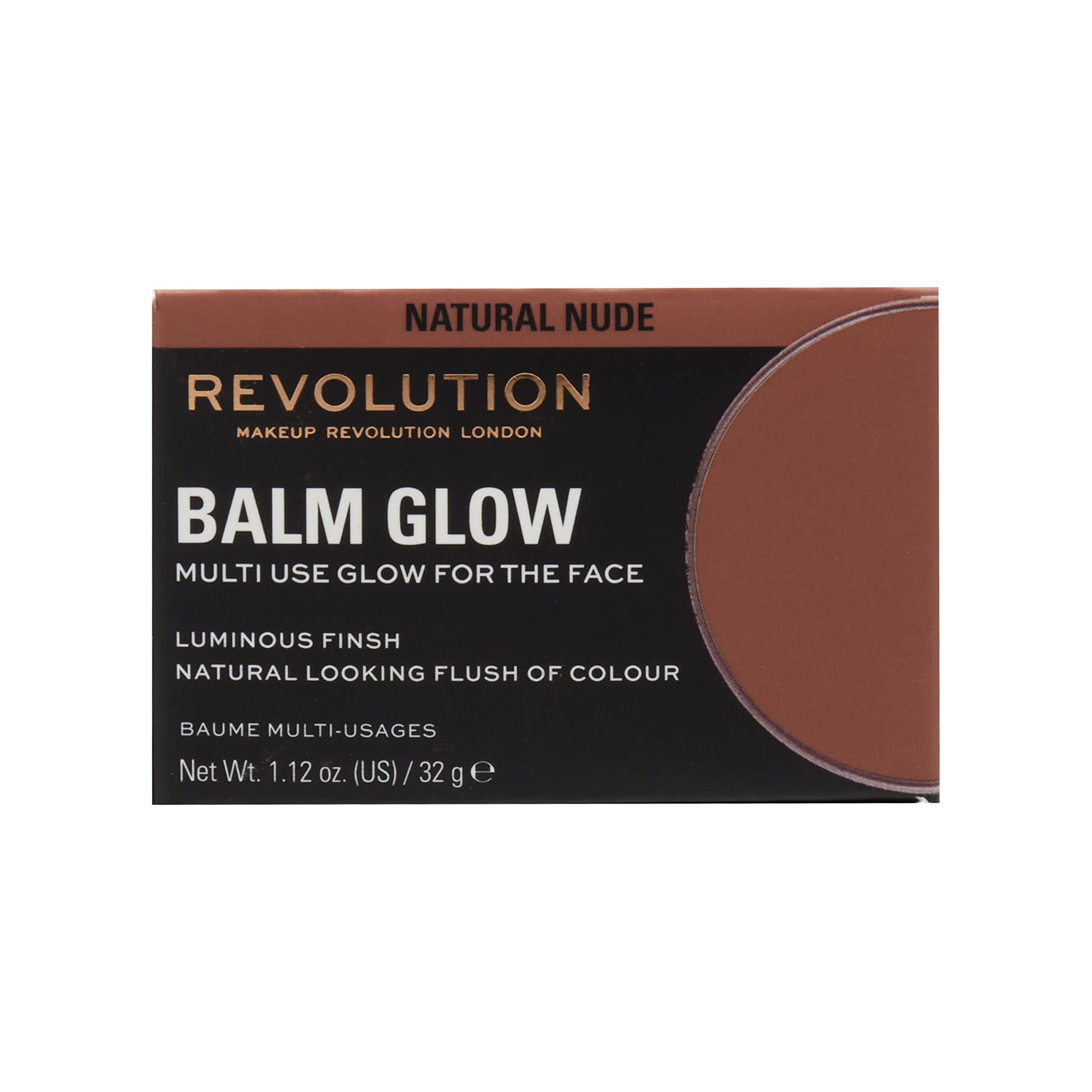 Revolution Balm Glow next to a coin for scale showing travel-friendly compact size