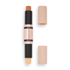 Revolution Beauty front view of dual-ended contour stick showing sleek packaging and portability