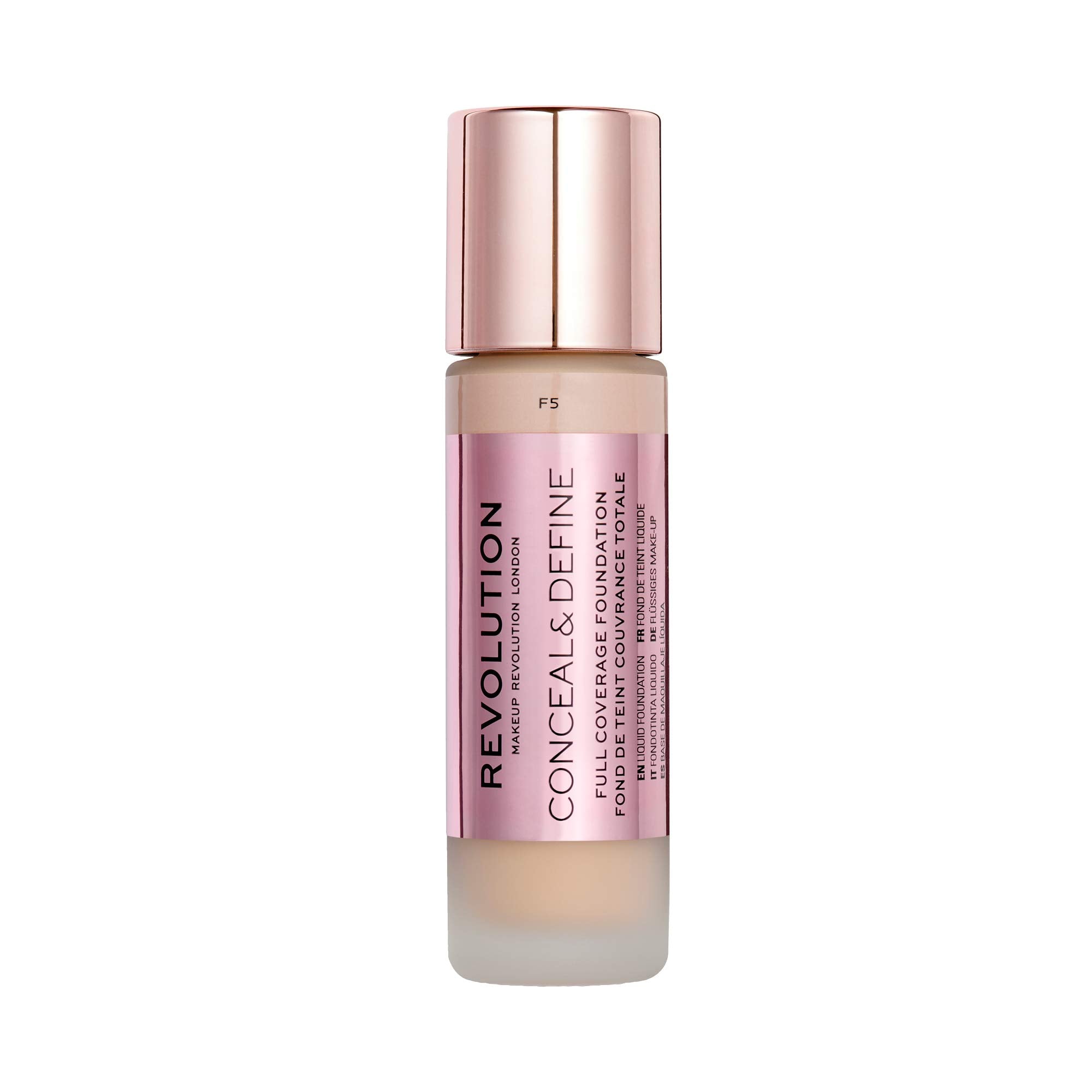 Revolution Beauty front bottle showing label and glass packaging for easy identification and elegance