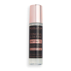 Revolution Beauty Infinite Fixing Spray fine mist close-up demonstrating even coverage and mattifying effect