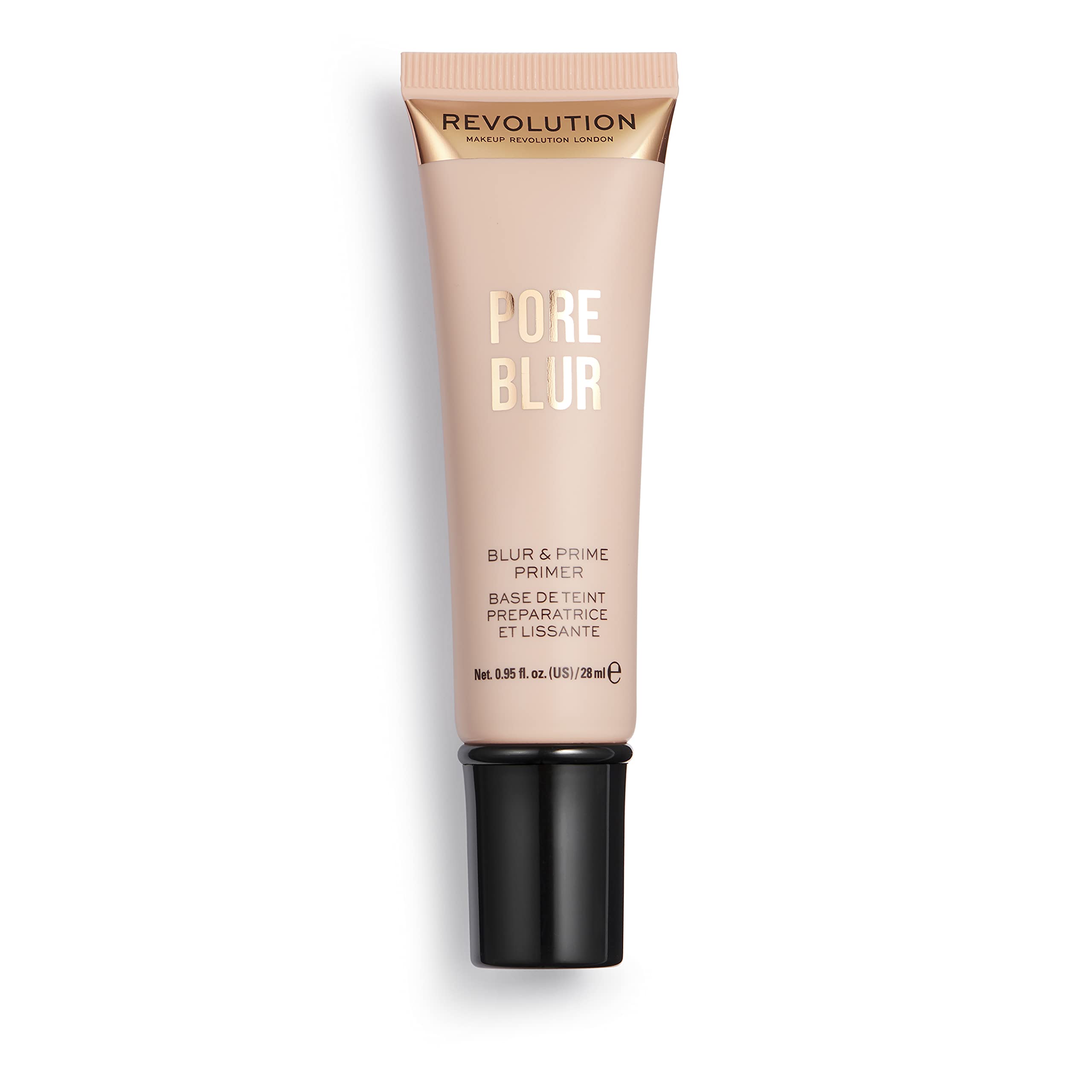 Revolution Beauty London primer front packaging showing brand and product benefits