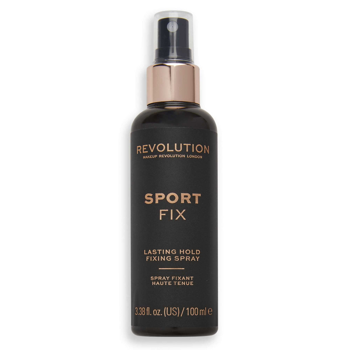 Revolution Beauty London front packaging showing bottle and branding, convenient travel size benefit