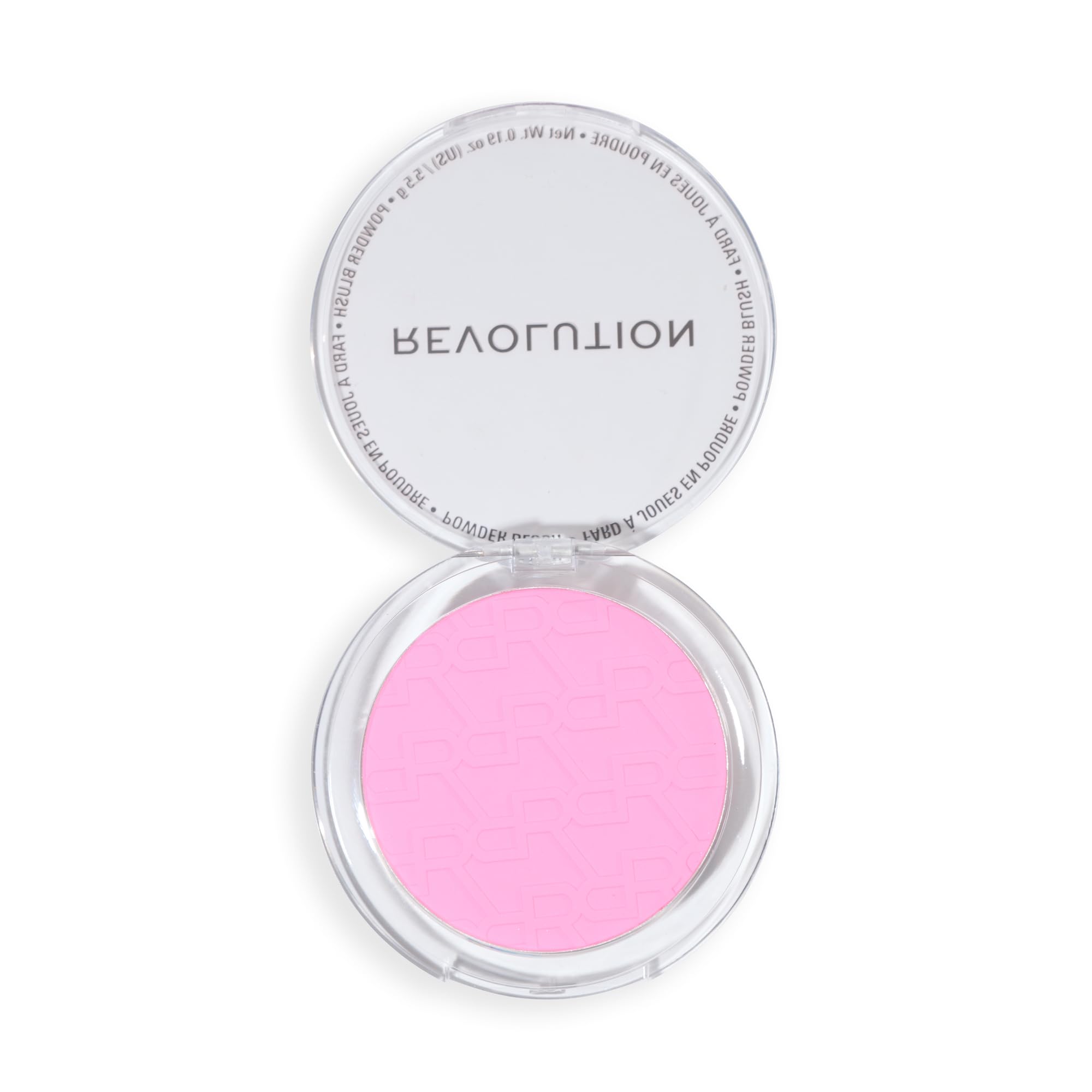 Revolution blush applied on model cheeks demonstrating blendable buildable color benefit