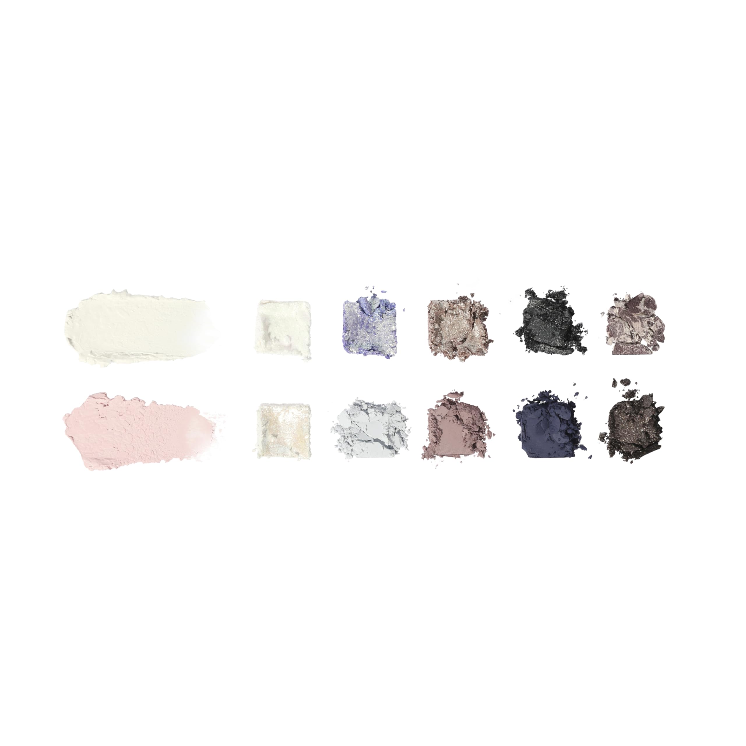 Revolution Skincare London close-up of matte, shimmer and cream pan textures for smooth blendability