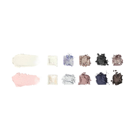 Revolution Skincare London close-up of matte, shimmer and cream pan textures for smooth blendability