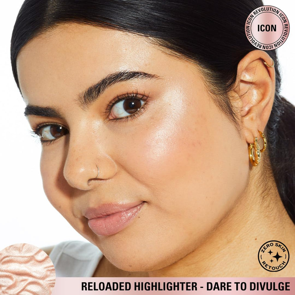 Revolution Beauty London being applied on cheekbone for instant luminous lift