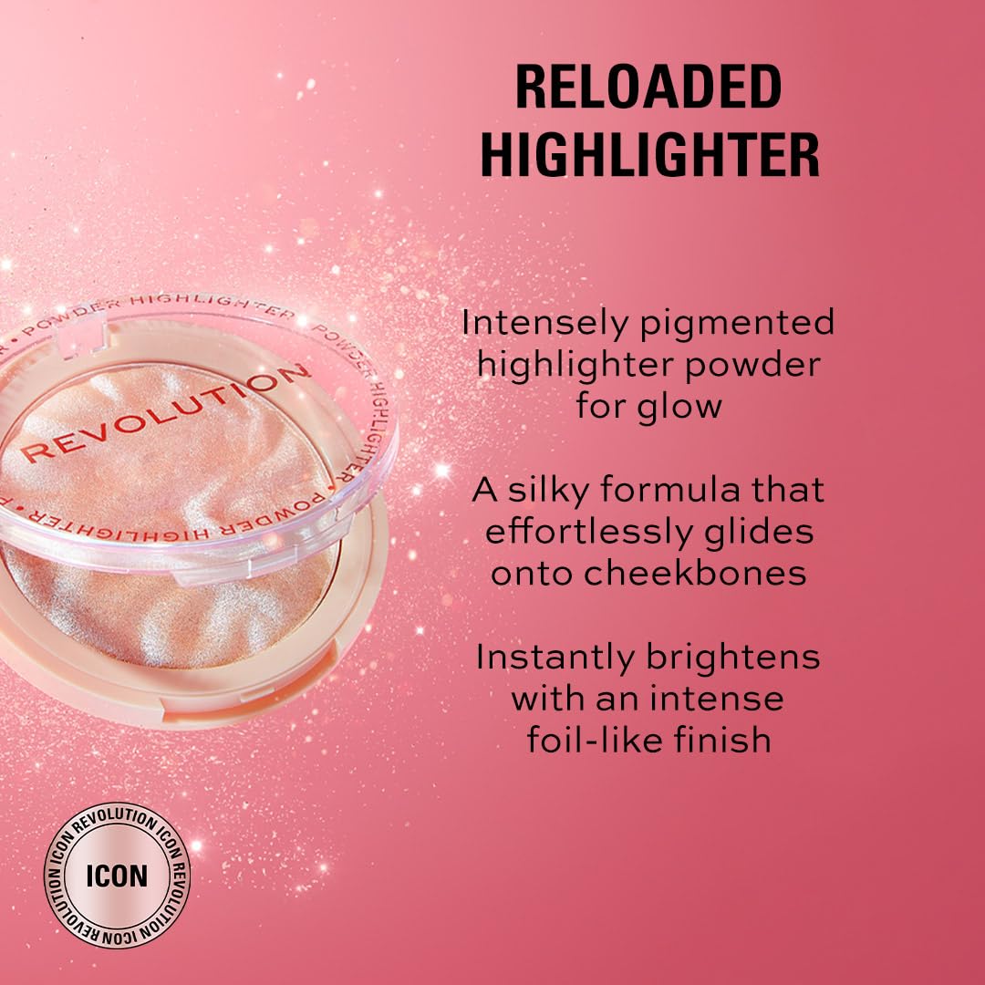 Revolution Beauty London close-up of pan texture revealing finely milled shimmer